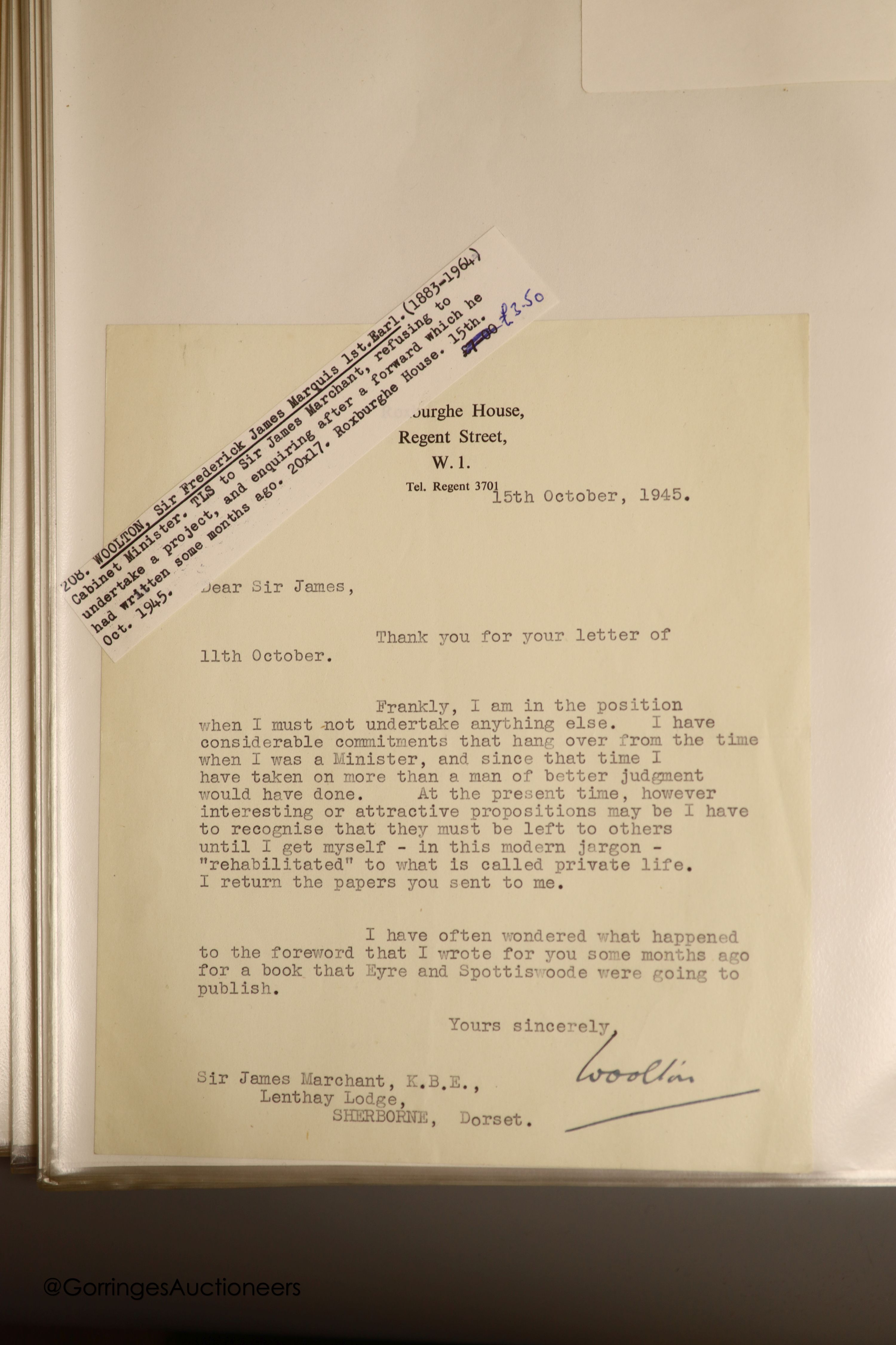 Two volumes of autographed letters